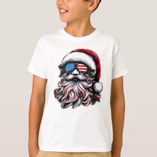 Patriotisch-amerikanischer Weihnachtsmann T-Shirt