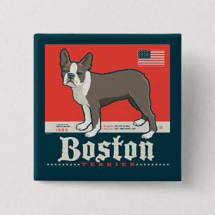 Patriotisch Boston Terrier Button