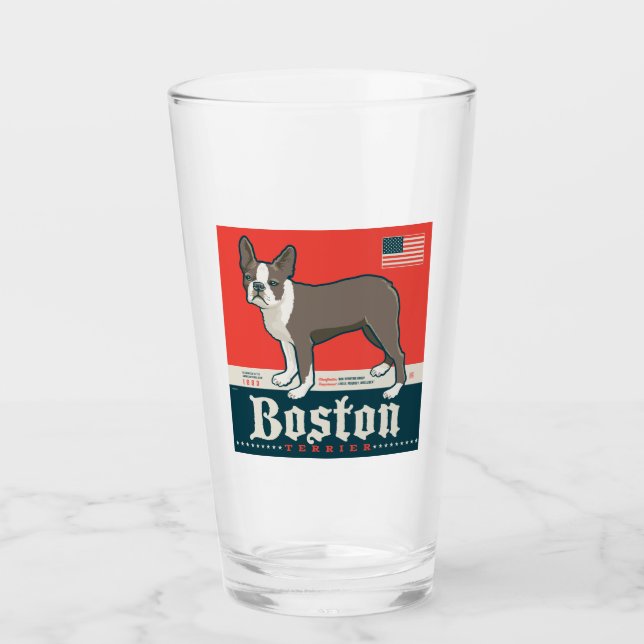 Patriotisch | Boston Terrier Glas (Vorderseite)