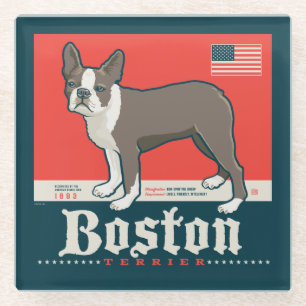Patriotisch   Boston Terrier Glasuntersetzer