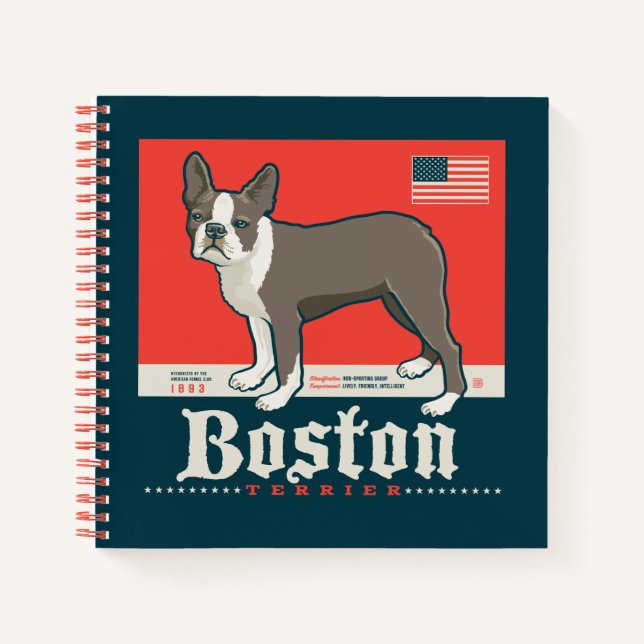 Patriotisch | Boston Terrier Notizbuch (Vorderseite)