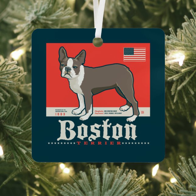 Patriotisch | Boston Terrier Ornament Aus Metall (InSitu)