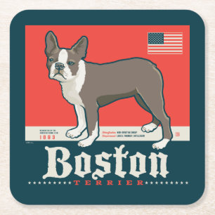 Patriotisch   Boston Terrier Rechteckiger Pappuntersetzer