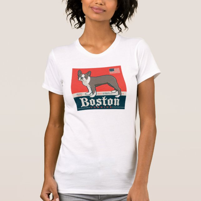 Patriotisch | Boston Terrier T-Shirt (Vorderseite)