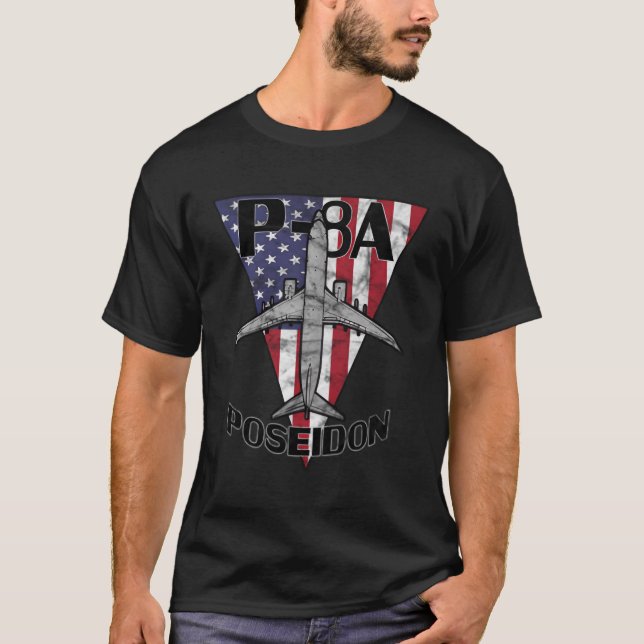 Patriotisch für das Militärflugzeug P-8 Poseidon T-Shirt (Vorderseite)