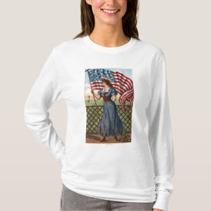 Patriotisch gekleidete Frau T-Shirt