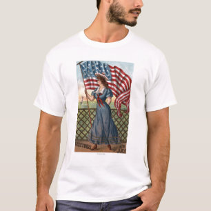 Patriotisch gekleidete Frau T-Shirt