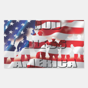 Patriotisch Gott segne Amerika Amerikanische Flagg Rechteckiger Aufkleber