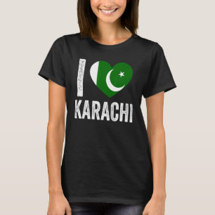 Patriotisch Pakistanisches Flag I Liebe Karachi T-Shirt