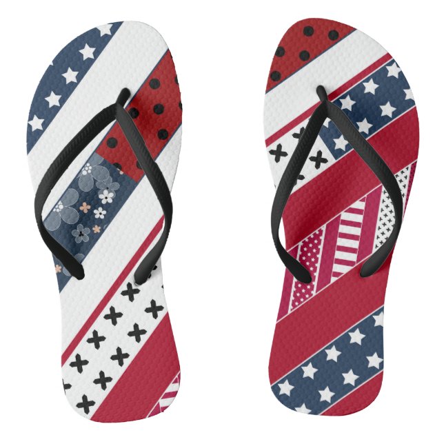 Patriotisch, Patchwork Flip Flops (Fußbett)