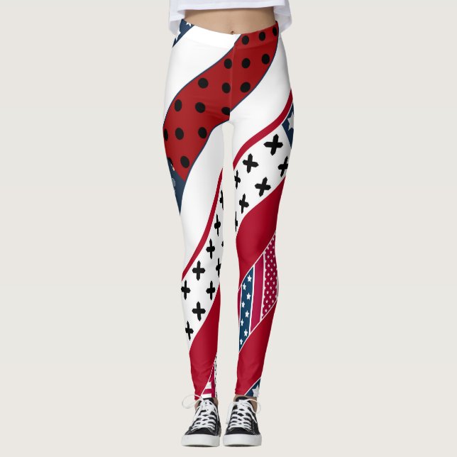 Patriotisch, Patchwork Leggings (Vorderseite)