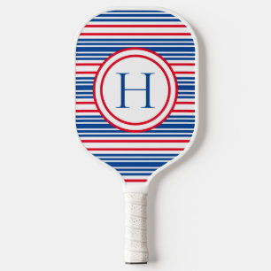 Patriotisch Red White & Blue Modern Monogram Pickleball Schläger