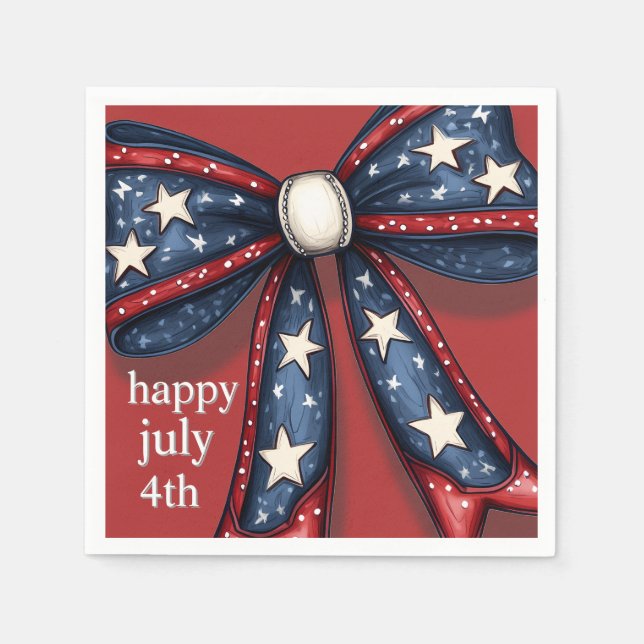Patriotisch Red White und Blue Large Bow Serviette (Vorderseite)