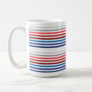 PATRIOTISCH ROT WEISS BLAU GRAU STREIFEN KAFFEETASSE