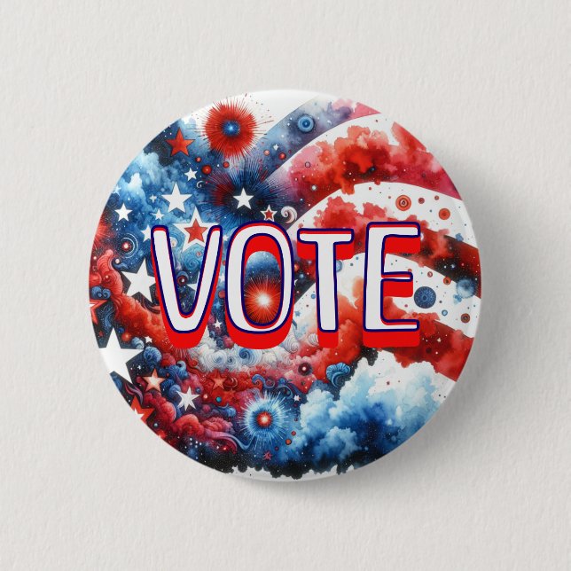 Patriotisch Rot, Weiß und Blau Button (Vorderseite)
