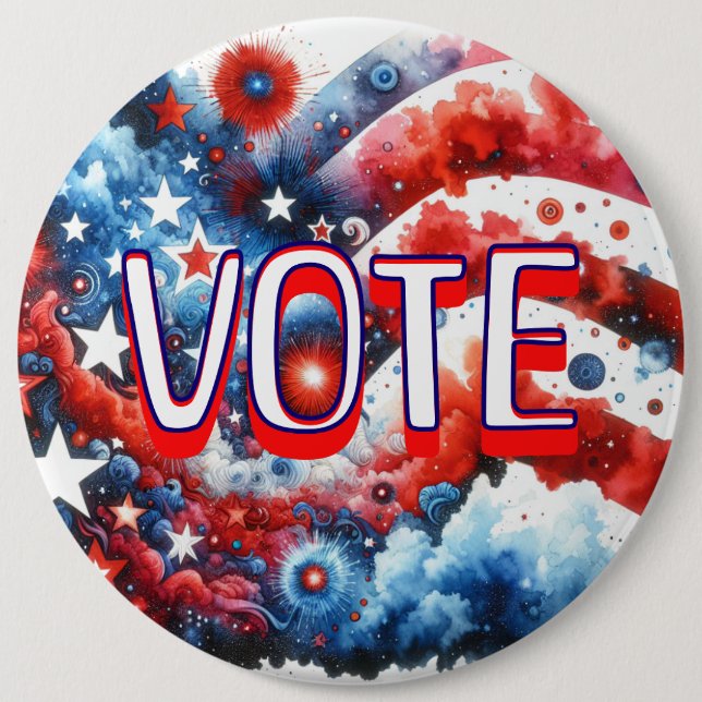 Patriotisch Rot, Weiß und Blau Button (Vorderseite)