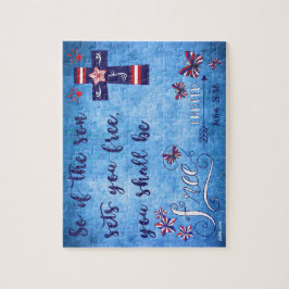 Patriotisch Rot Weiß und Blau Christlich Freiheit Puzzle