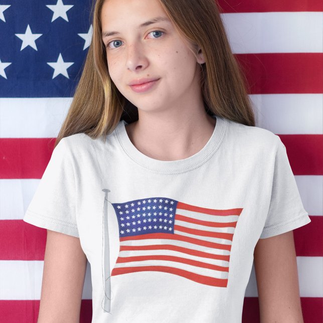 Patriotisch Rot Weiß und Blau Trendy Girls T-Shirt (Von Creator hochgeladen)