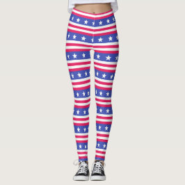 Patriotisch Rot, Weiß und Blau US Flagge Leggings