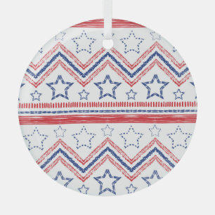 Patriotisch roter blauer Stamm, amerikanische Symb Ornament Aus Glas
