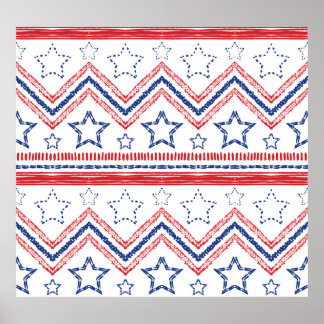 Patriotisch roter blauer Stamm, amerikanische Symb Poster