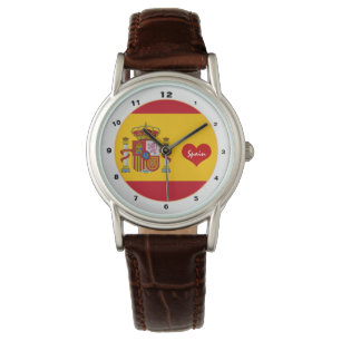 Patriotisch Spanien Uhr, Rotes Herz, Spanische Fla Armbanduhr