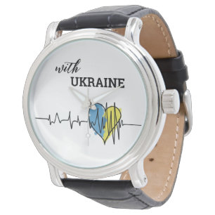 Patriotisch Ukrainisch Gelbe Herzklopfen Armbanduhr