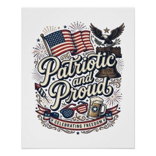 Patriotisch und stolz vintage 4. Juli Poster