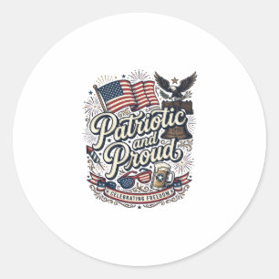 Patriotisch und stolz Vintage 4. Juli Runder Aufkleber