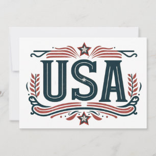 Patriotisch, Vintag USA Feiertagskarte