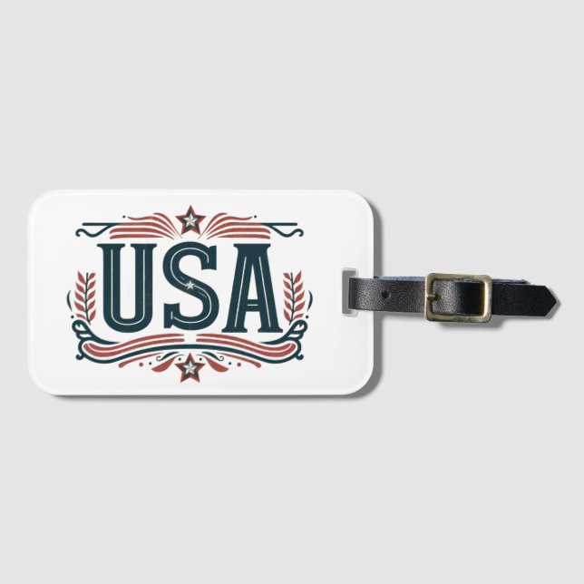 Patriotisch, Vintag USA Gepäckanhänger (Vorderseite (Horizontal))