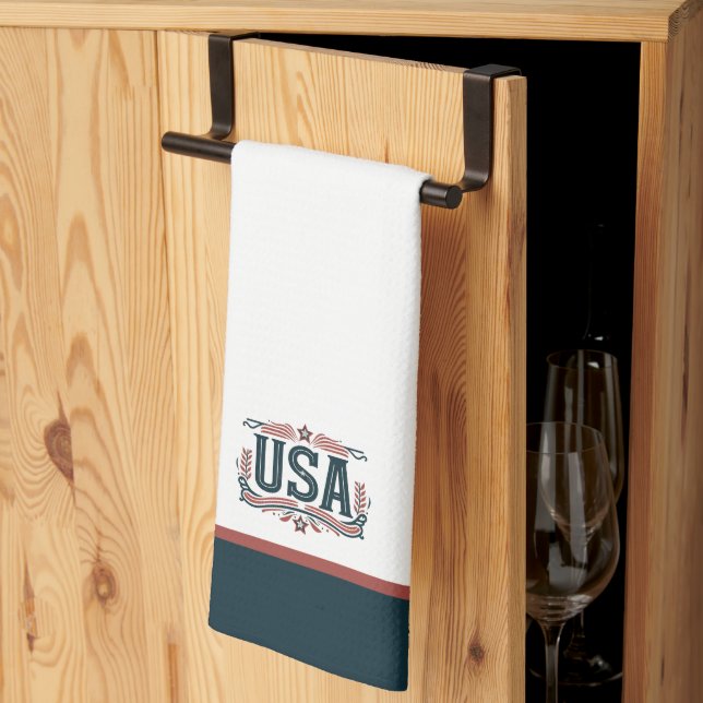 Patriotisch, Vintag USA Geschirrtuch (Drittel gefaltet)