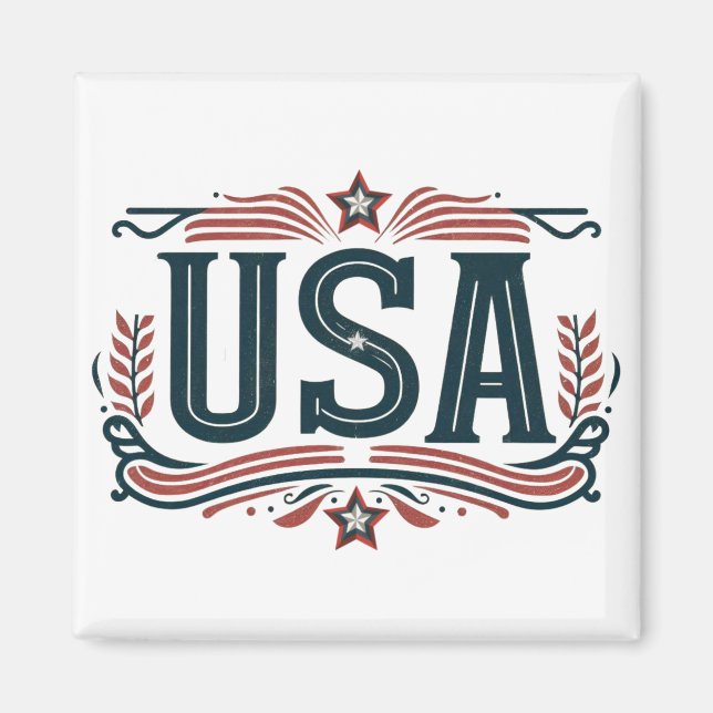Patriotisch, Vintag USA Magnet (Vorne)