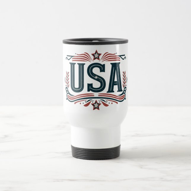 Patriotisch, Vintag USA Reisebecher (Mittel)