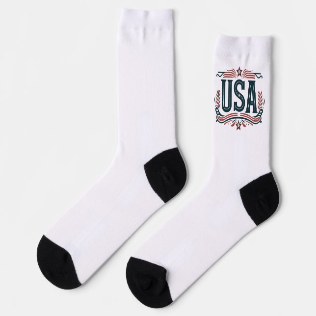 Patriotisch, Vintag USA Socken (Linkes Detail)