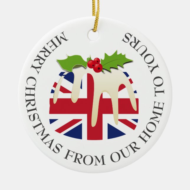 Patriotisch | Weihnachts-Pudding | BRITISH UK FLAG Keramik Ornament (Vorne)