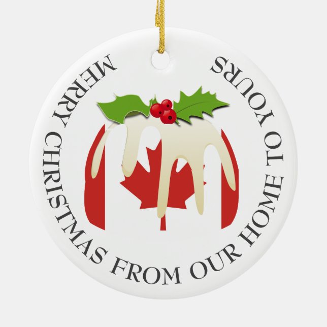 Patriotisch | Weihnachts-Pudding mit | KANADA FLAG Keramik Ornament (Hinten)