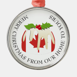 Patriotisch   Weihnachts-Pudding mit   KANADA FLAG Ornament Aus Metall