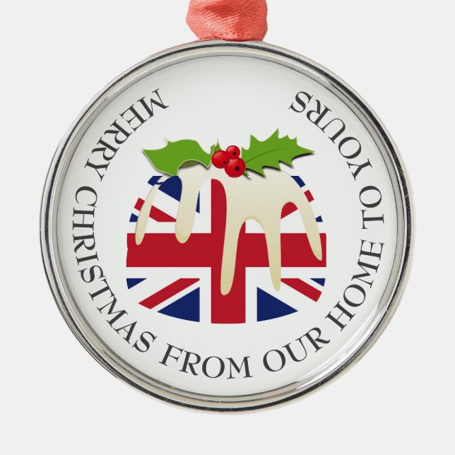 Patriotisch | Weihnachts-Pudding | UNION JACK Ornament Aus Metall (Vorne)