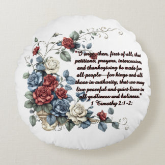 Patriotische 1 Timotheus 2:1-2 Fließdecke Rundes Kissen