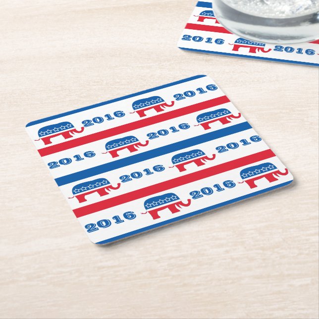 Patriotische 2016 republikanische Elefant-Streifen Rechteckiger Pappuntersetzer (angewinkelt)