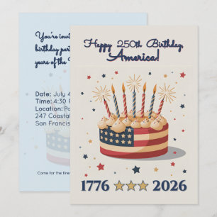 Patriotische 250. USA-Geburtstagsfeier-Einladung