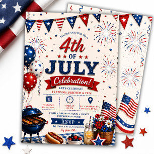Patriotische 4. Juli BBQ-Party Einladung