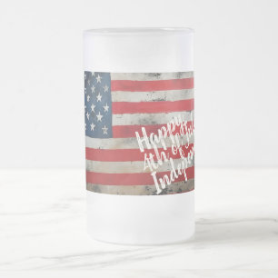 Patriotische 4. Juli Unabhängigkeitstags-Kunst Mattglas Bierglas