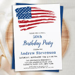Patriotische 50. Geburtstagspartei Amerikanische F Einladung<br><div class="desc">USA amerikanische Flagge Birthday Party Einladungen. Laden Sie Freunde und Familie zu Ihrem patriotischen Geburtstagsfest mit diesen modernen amerikanischen Flag Einladungen. Personalisieren Sie diese Fahneneinladung mit Ihren Event-, Name- und Party-Details. In unserer Kollektion finden Sie passende Geschenke, Gastgeschenke und Vorräte zum Geburtstag. COPYRIGHT © 2021 Judy Burrows, Black Dog Art...</div>