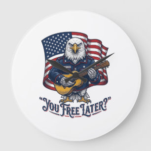 Patriotische Adler Gitarre Vintage Große Wanduhr