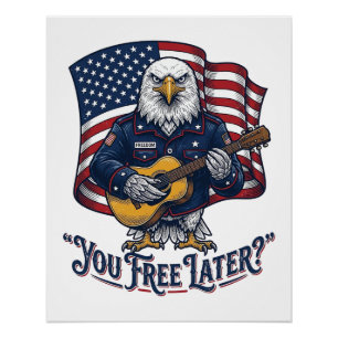 Patriotische Adler Gitarre Vintage Poster
