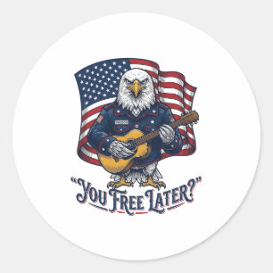 Patriotische Adler Gitarre Vintage Runder Aufkleber