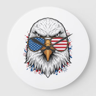 Patriotische Adler-Sonnenbrille Vintage-Vector-Shi Große Wanduhr