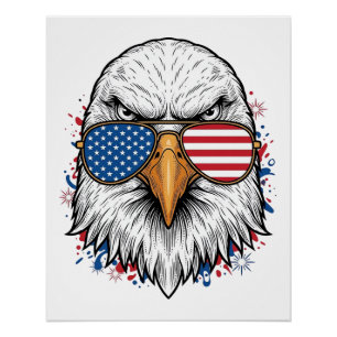 Patriotische Adler-Sonnenbrille Vintage-Vector-Shi Poster